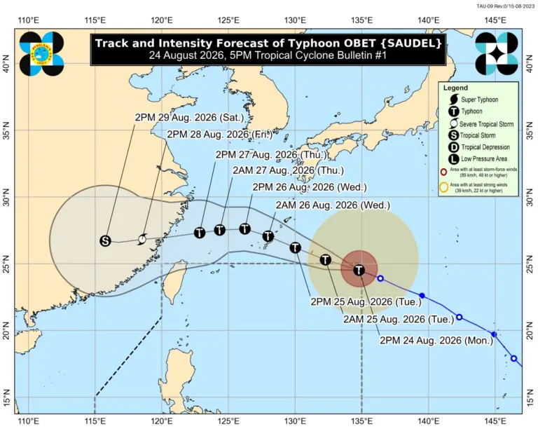 Typhoon Obet expected to quickly exit PAR but will still enhance southwest monsoon