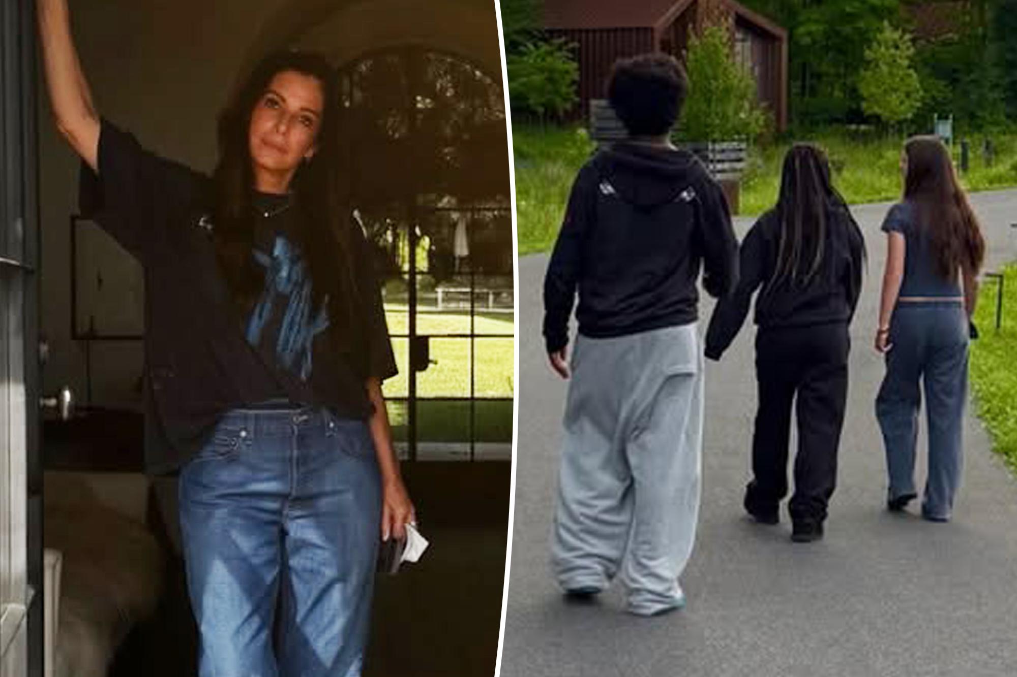 A split of Sandra Bullock, and Sandra Bullock's two children