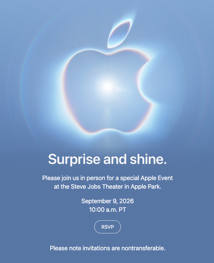 Apple confirms its 9 September iPhone event. Expect the iPhone 18 Pro, 18 Pro Max and first foldable