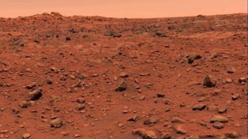 The first color image ever captured on the surface of Mars. NASA