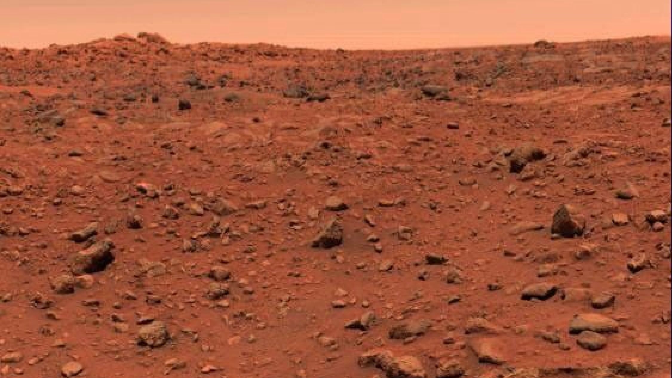 The first color image ever captured on the surface of Mars. NASA