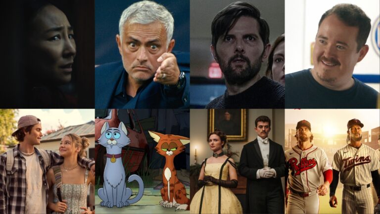 Clockwise from top left: 'The Last House,' 'Mourinho,' 'The Whisper Man,' 'Tires,' 'MLB Field of Dreams,' 'My Brilliant