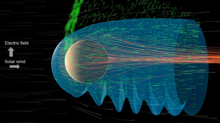 Depiction solar wind electric field interacting Credit
