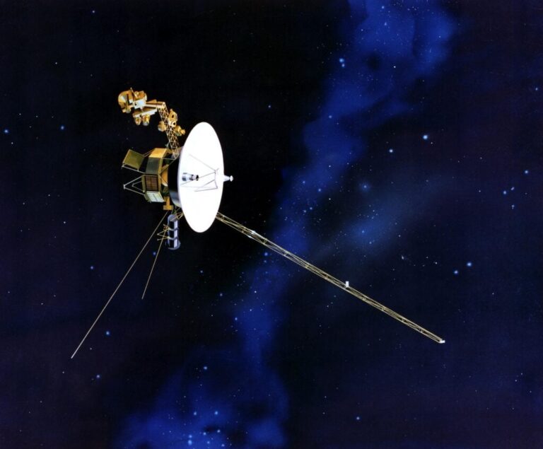 Artist's concept of NASA's Voyager 2 spacecraft travelling through interstellar space