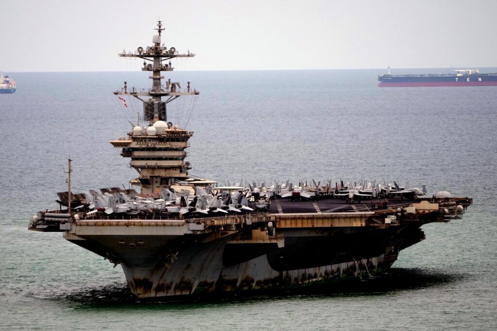 The USS Abraham Lincoln arrives at the port in Laem Chabang, Chonburi, Thailand