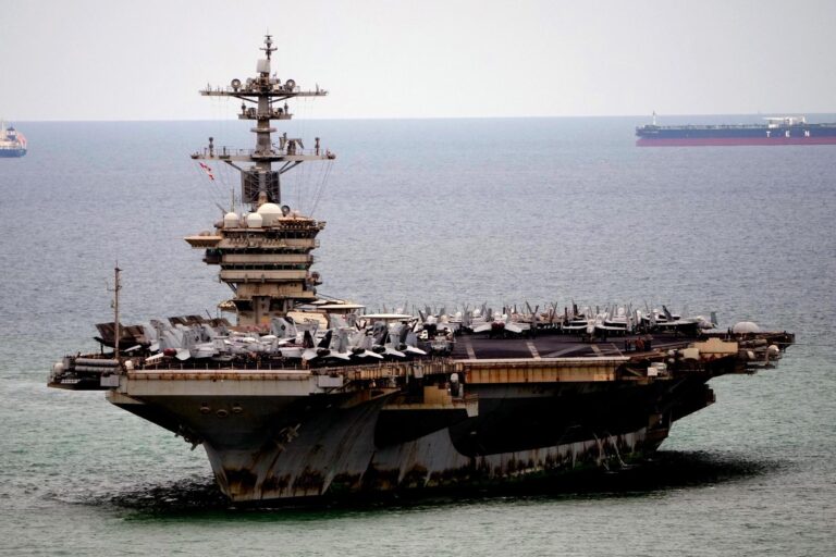 The USS Abraham Lincoln arrives at the port in Laem Chabang, Chonburi, Thailand