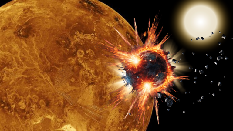 An illustration of Venus destroying its own moon