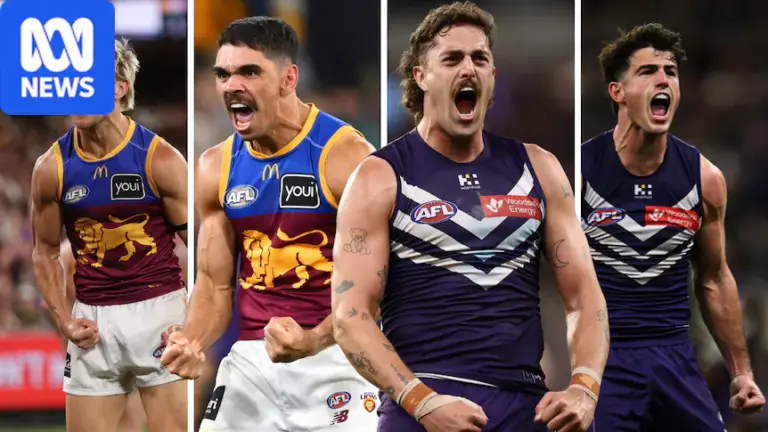 A collation for pictures of four AFL players celebrating