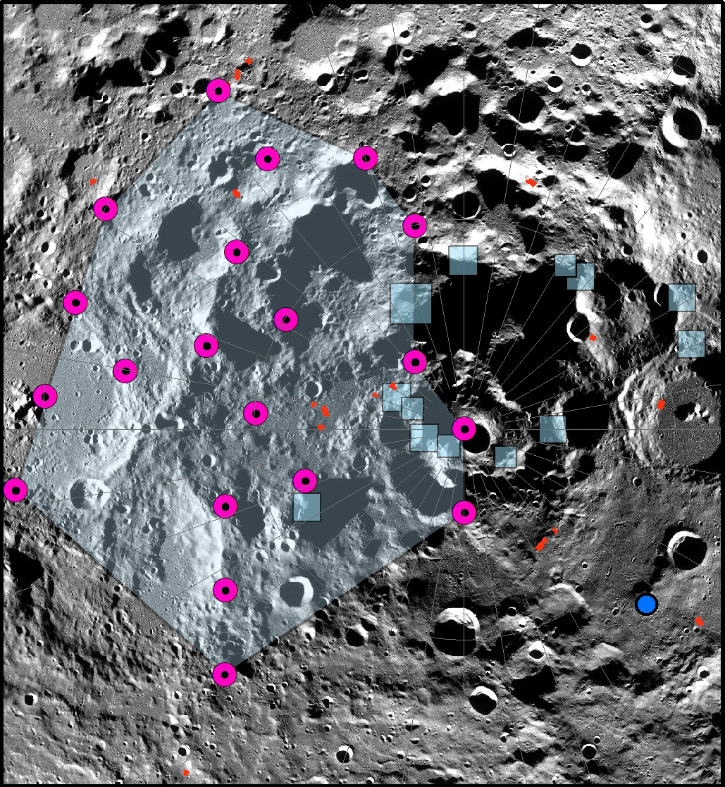 Map of possible moonquakes at lunar south pole