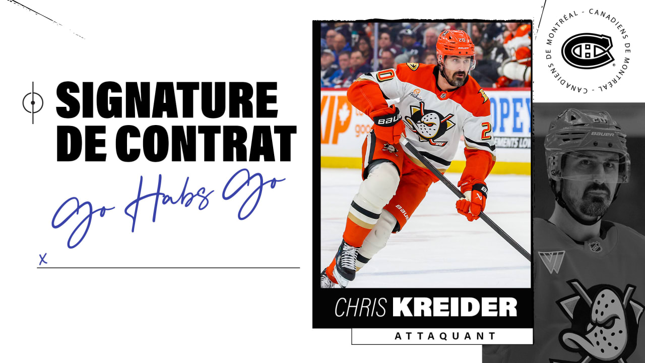 Montreal Canadiens Sign Forward Chris Kreider to One-Year Contract