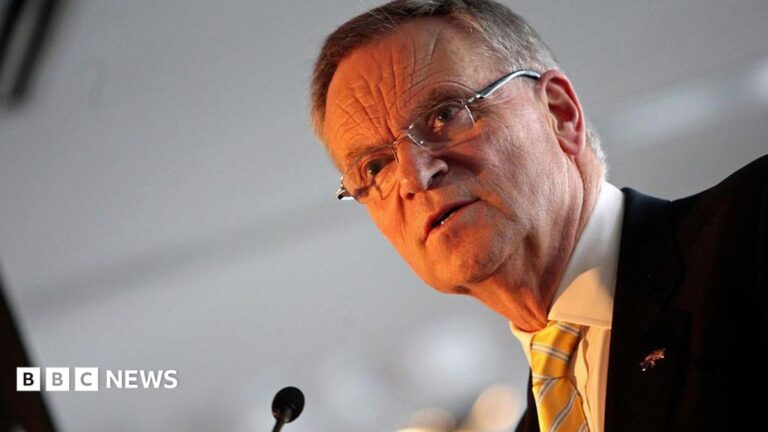 Jeffrey Archer is photographed while making a speech
