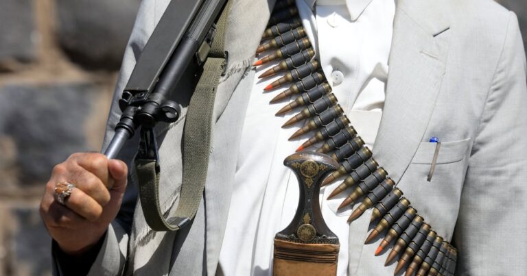 A Houthi rebel in Sanaa takes part in a campaign to mobilise more fighters on Wednesday. EPA